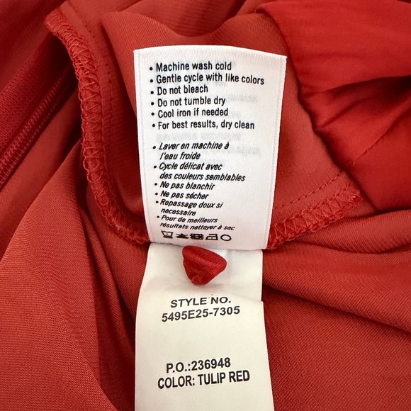 NWT! Paige Tulip Red Parisa Embroidered Detail Satin Wrap Dress. Size XS. - Picture 13 of 14